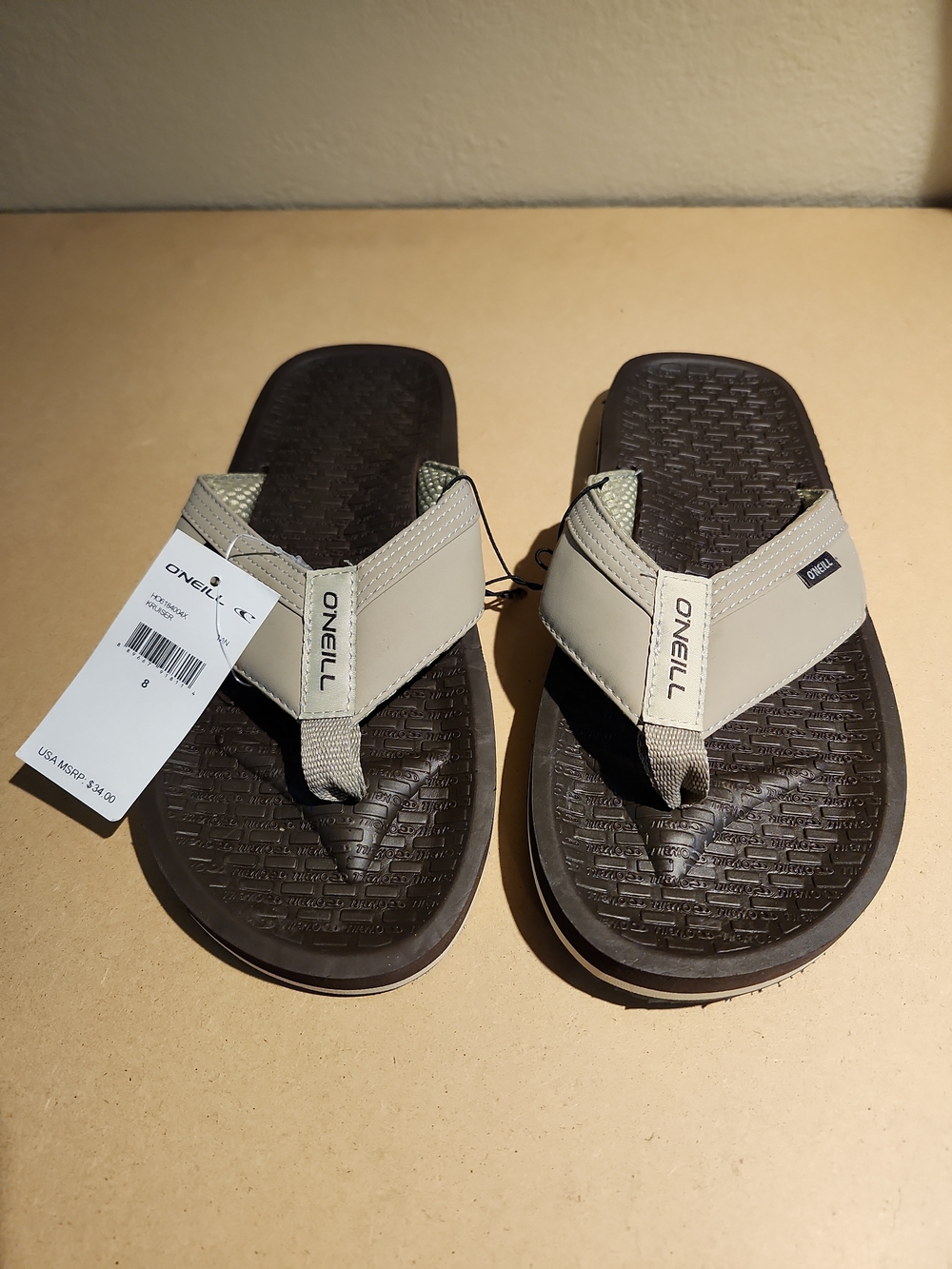 O’Neill Kruiser Flip Flops – Men’s Size 8 (Tan/Brown)